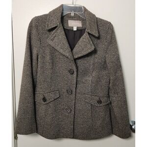 Croft & Barrow NWT Tweed Wool Blend Jacket Button Front Lined Pockets Medium